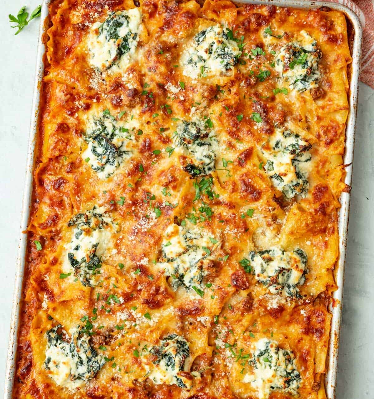 Sheet pan lasagna